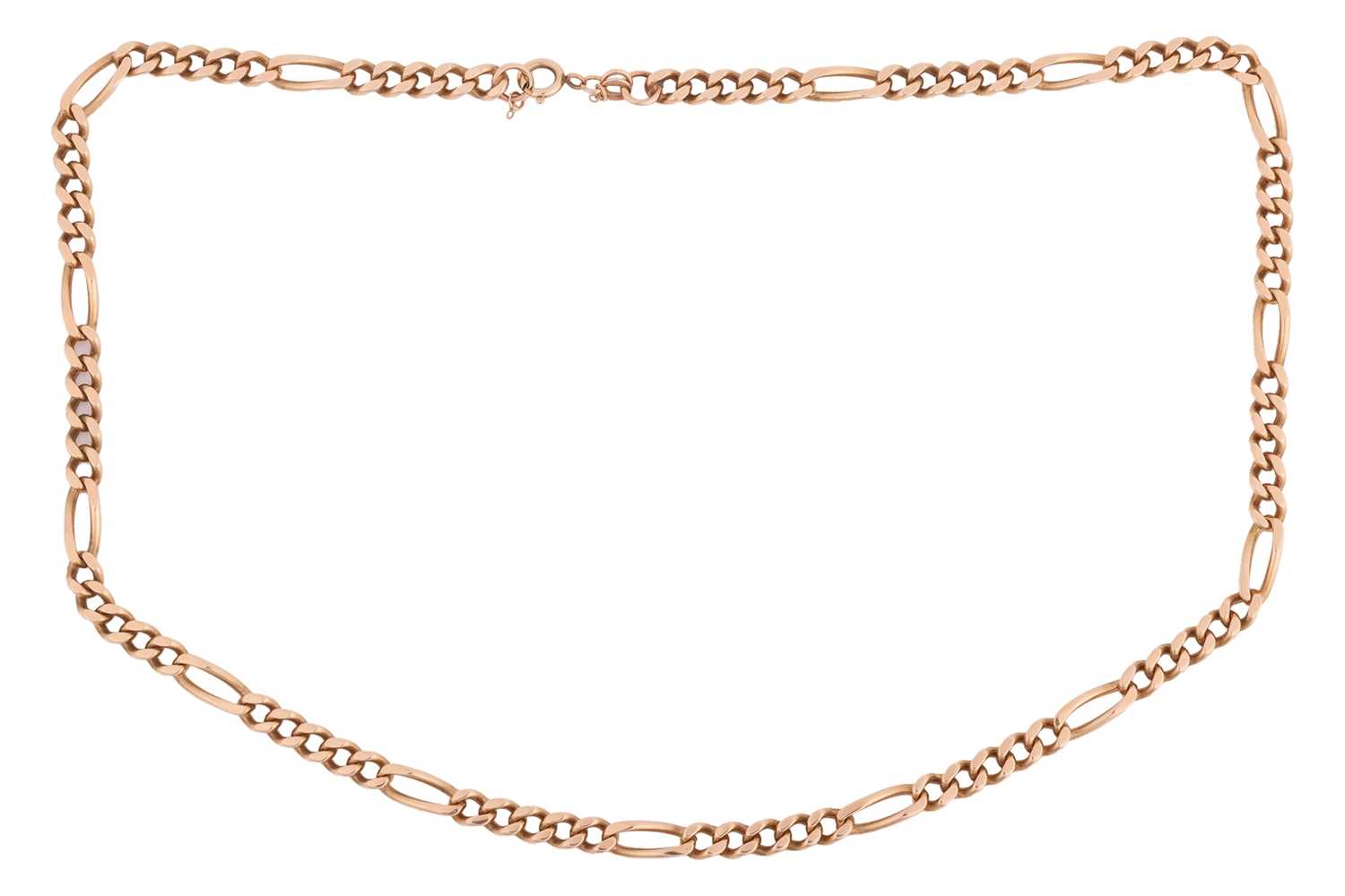 Lot 144 - A figaro link necklace, to a C-spring clasp,...