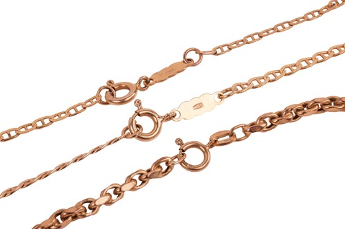 Lot 82 - A group of three chains; comprising a belcher...