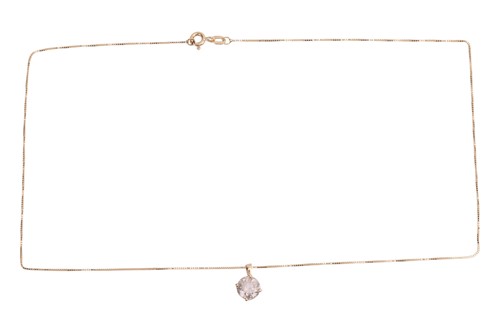 Lot 83 - A diamond single-stone pendant necklace, the...