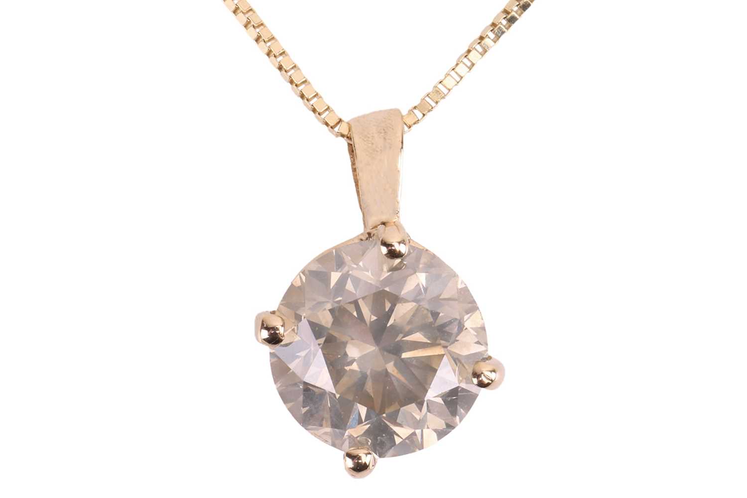 Lot 83 - A diamond single-stone pendant necklace, the...