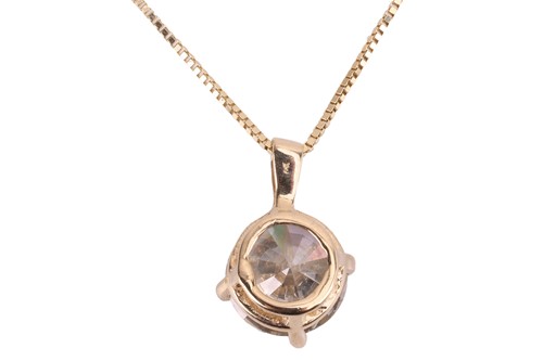 Lot 83 - A diamond single-stone pendant necklace, the...