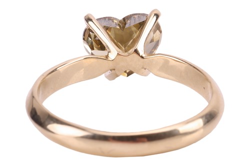Lot 158 - A fancy-coloured diamond single-stone ring,...