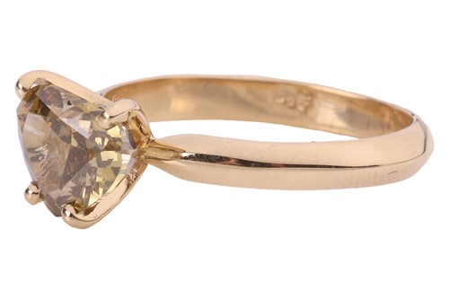 Lot 158 - A fancy-coloured diamond single-stone ring,...