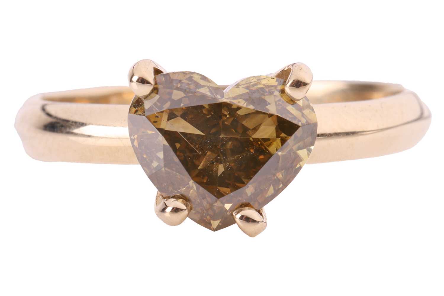 Lot 158 - A fancy-coloured diamond single-stone ring,...