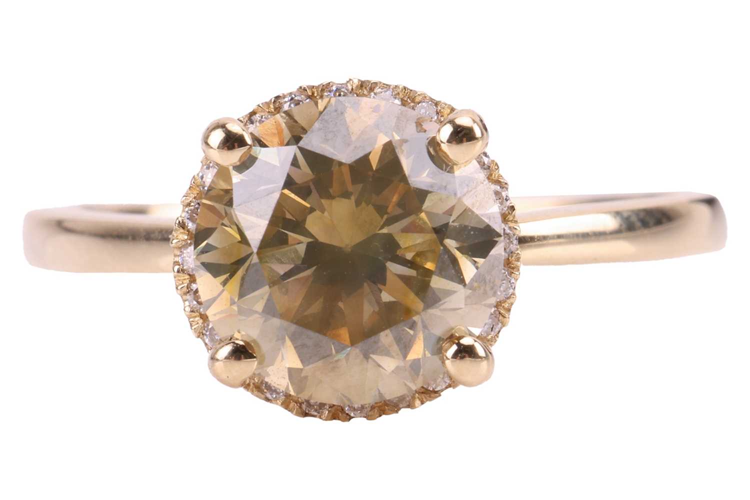 Lot 213 - A fancy-coloured diamond single-stone ring,