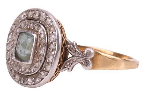 Lot 97 - An aquamarine and diamond cluster ring,...