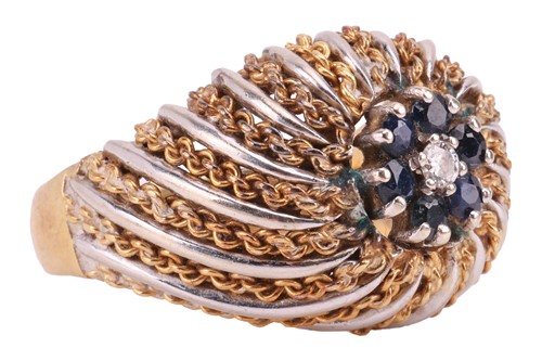 Lot 38 - A sapphire and diamond dress ring, of...