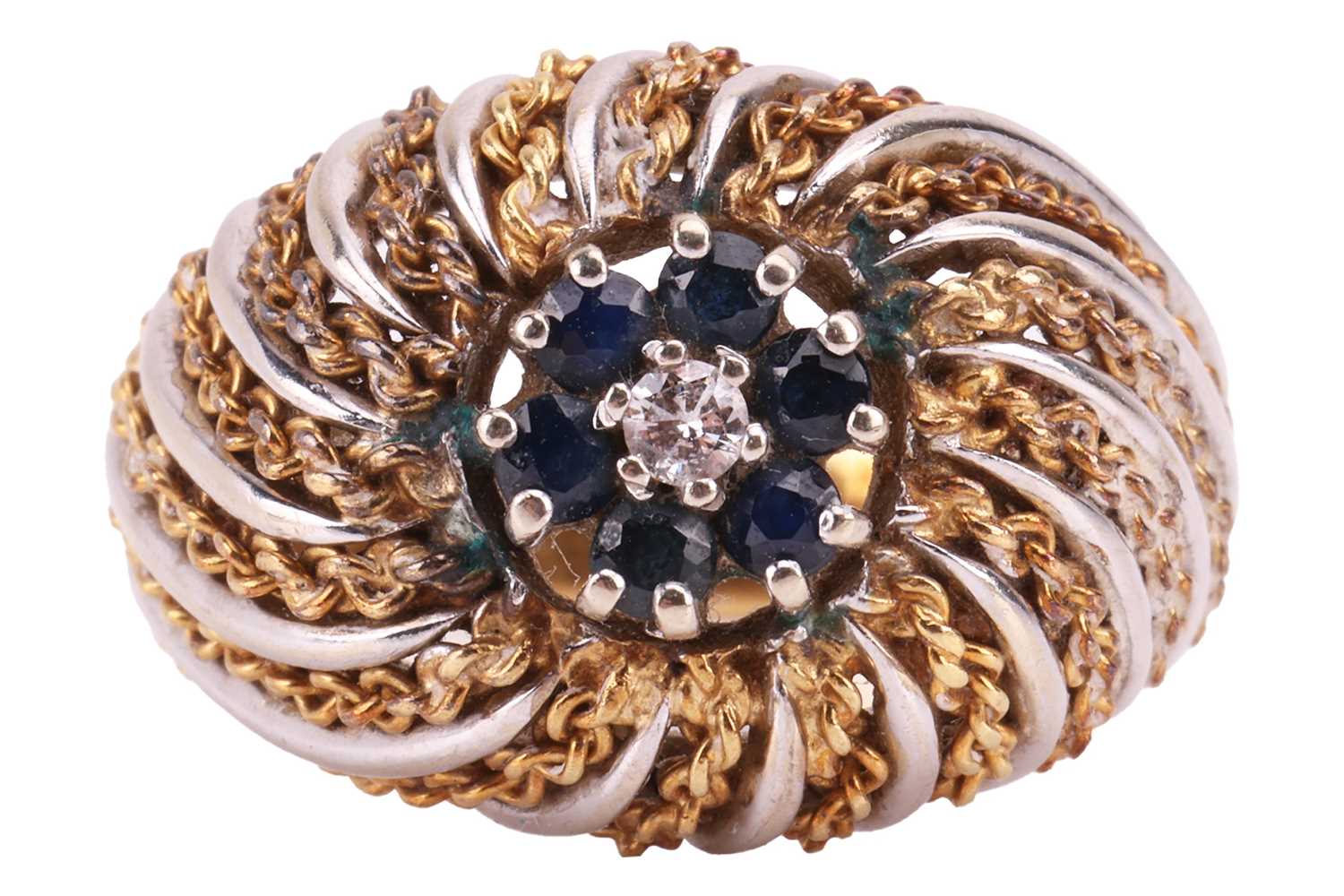 Lot 38 - A sapphire and diamond dress ring, of...