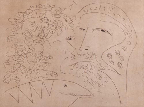 Lot 42 - John Bellany (Scottish 1942-2013), The Kiss,...