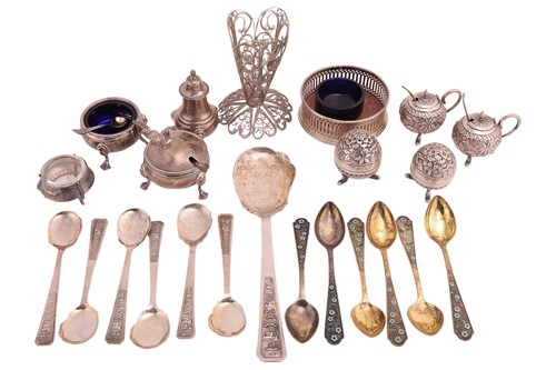 Lot 103 - A set of six Russian silver gilt and enamel...