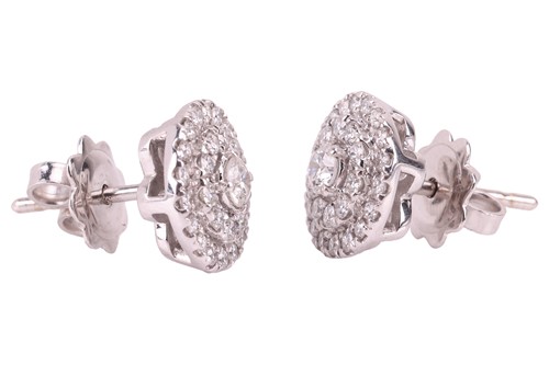 Lot 66 - A pair of diamond cluster earrings in 18ct...