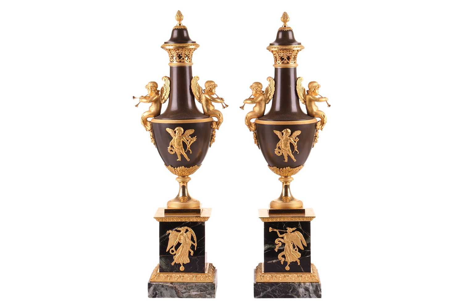 Lot 113 - A fine pair of French Empire bronze, gilt...