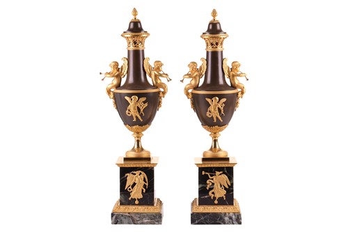 Lot 113 - A fine pair of French Empire bronze, gilt...