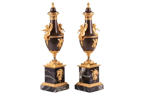 Lot 113 - A fine pair of French Empire bronze, gilt...