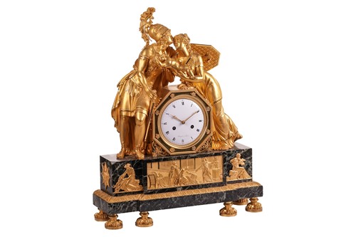 Lot 123 - A large French Empire gilt bronze and marble...