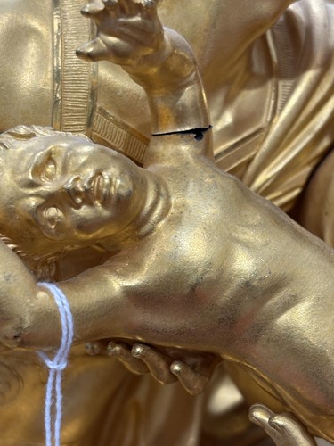 Lot 123 - A large French Empire gilt bronze and marble...