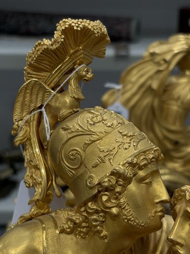 Lot 123 - A large French Empire gilt bronze and marble...