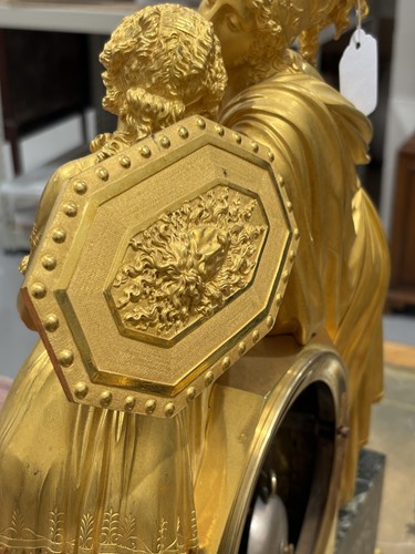 Lot 123 - A large French Empire gilt bronze and marble...