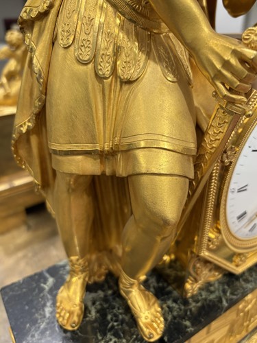 Lot 123 - A large French Empire gilt bronze and marble...
