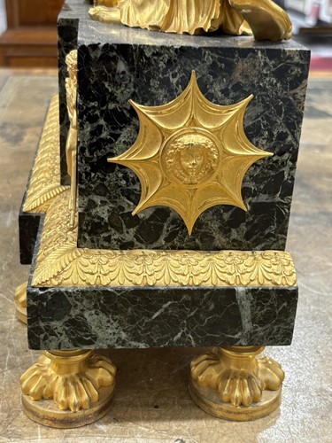 Lot 123 - A large French Empire gilt bronze and marble...