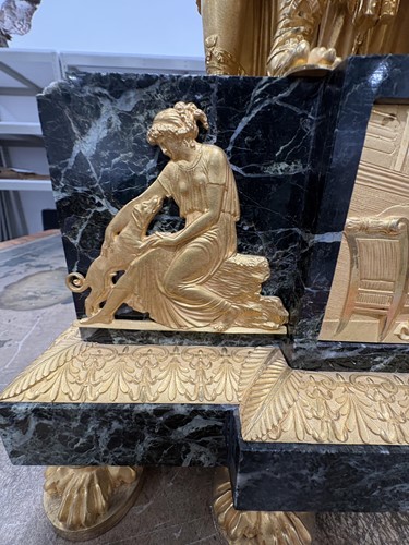Lot 123 - A large French Empire gilt bronze and marble...