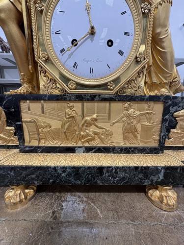 Lot 123 - A large French Empire gilt bronze and marble...