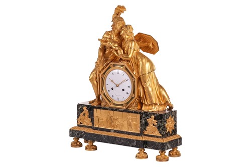 Lot 123 - A large French Empire gilt bronze and marble...