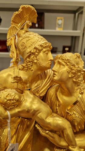 Lot 123 - A large French Empire gilt bronze and marble...