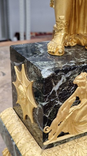Lot 123 - A large French Empire gilt bronze and marble...