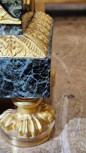Lot 123 - A large French Empire gilt bronze and marble...