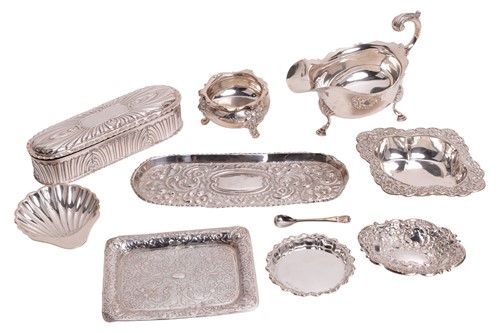 Lot 181 - A small collection of ornated silver items; to...