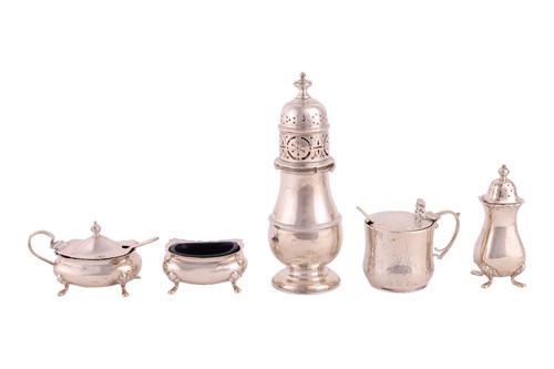 Lot 177 - A three-piece silver condiment set by...