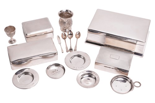 Lot 178 - Four silver cigarette boxes, of rectangular...