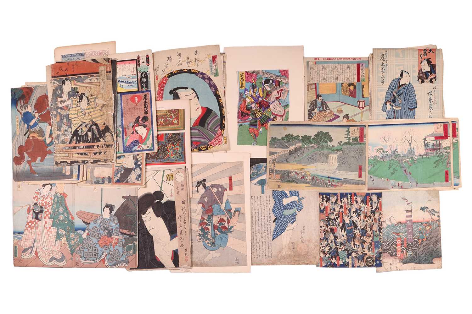 Lot 37 - Forty Japanese woodblock prints, including...