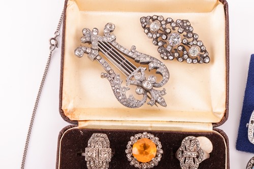 Lot 127 - A group lot of antique paste-set jewellery, to...