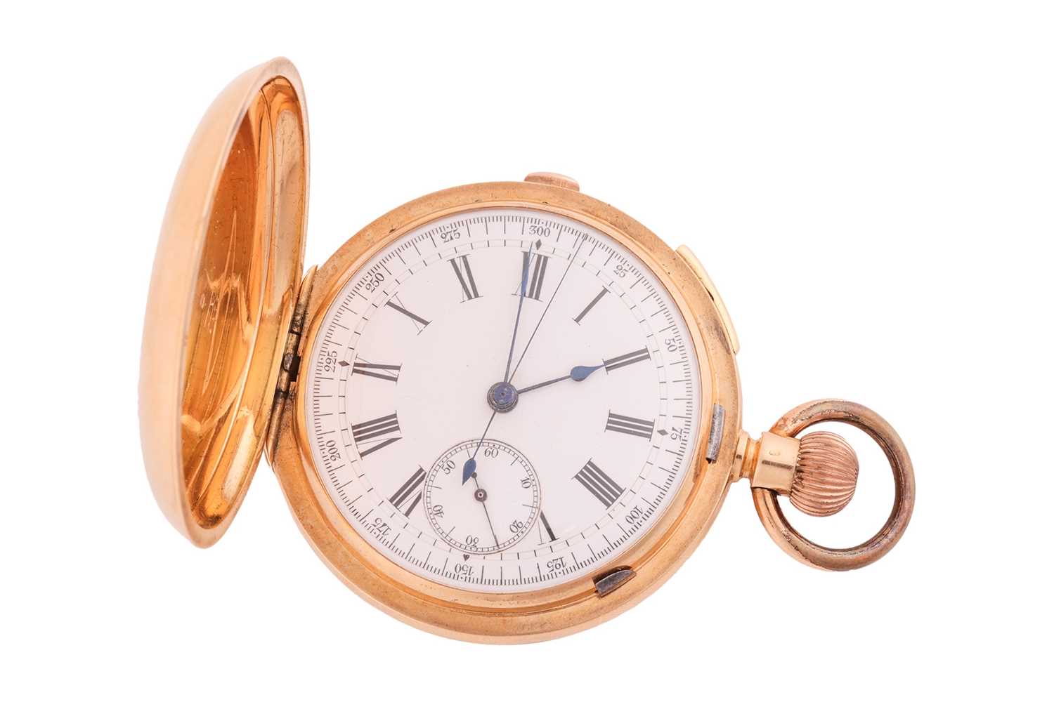 Lot 297 - An ‘18K’ full-hunter chronograph repeater...