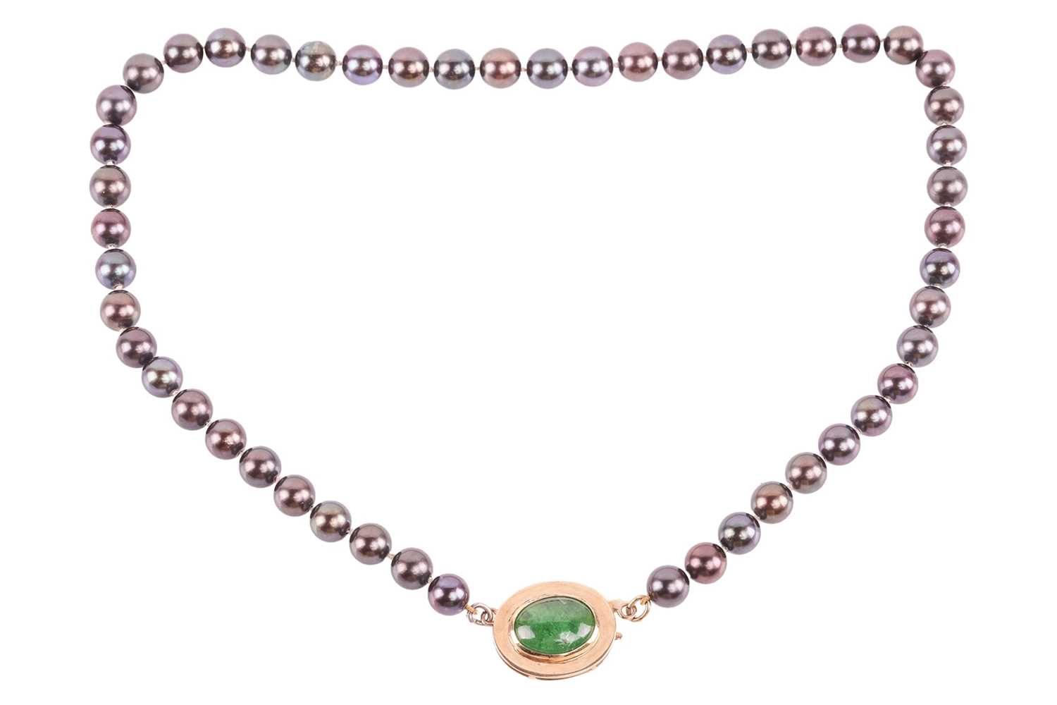 Lot 47 - A single-strand of Tahitian pearls with an...