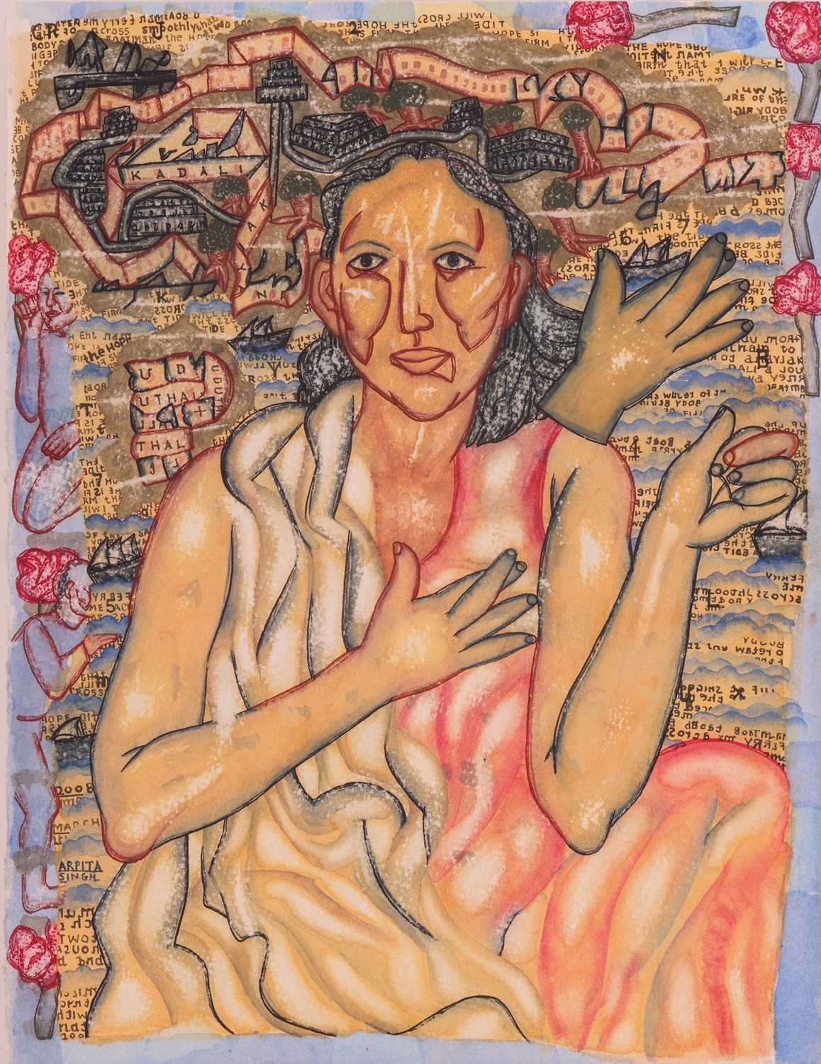 Lot 31 - Arpita Singh (Indian b.1937) 'Crossed Fingers'...