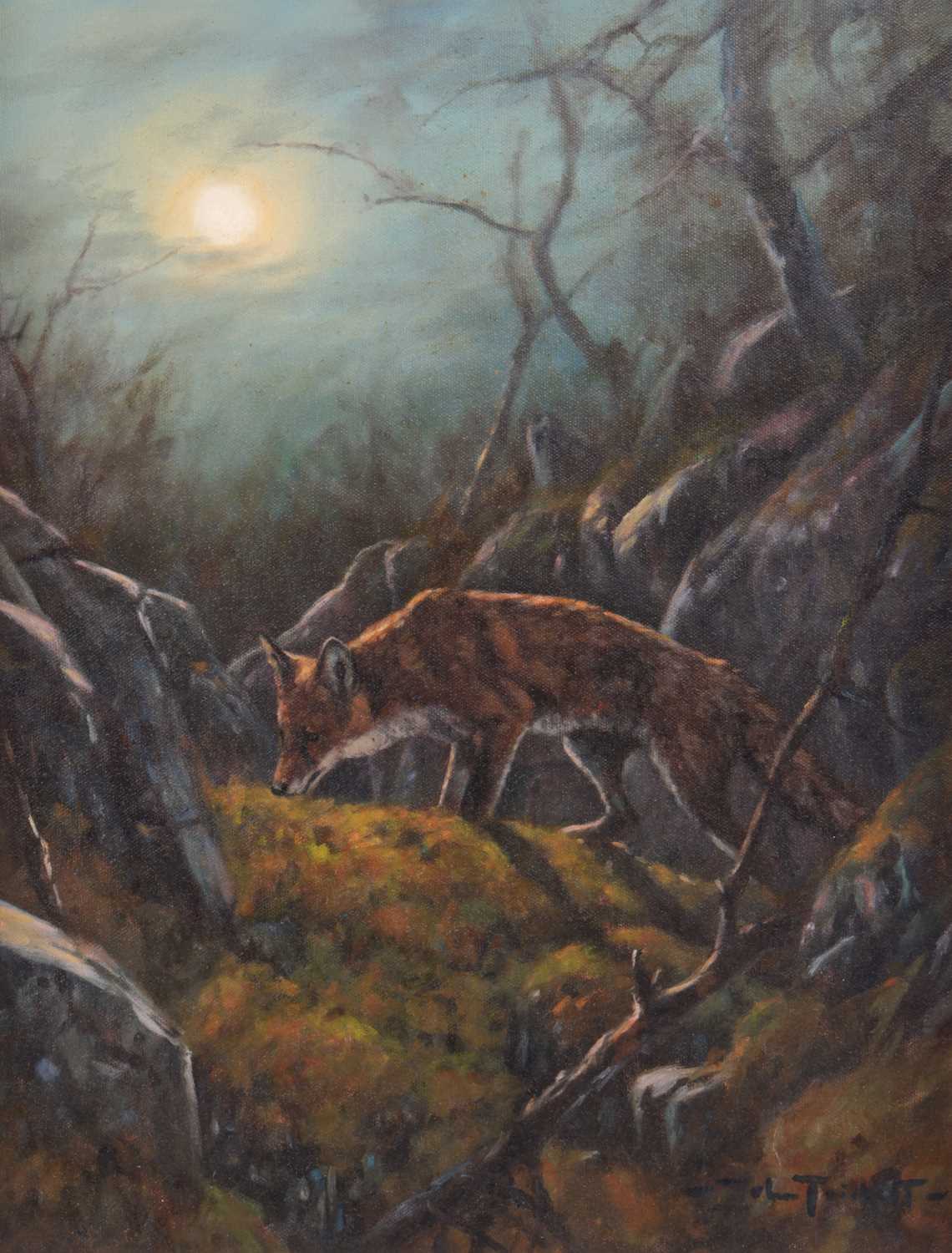 Lot 21 - John Trickett (British b.1952) Moonlit Fox...