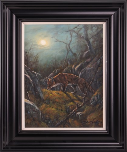 Lot 21 - John Trickett (British b.1952) Moonlit Fox...