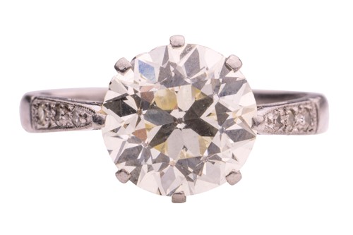 Lot 103 - A diamond solitaire ring; comprising a...