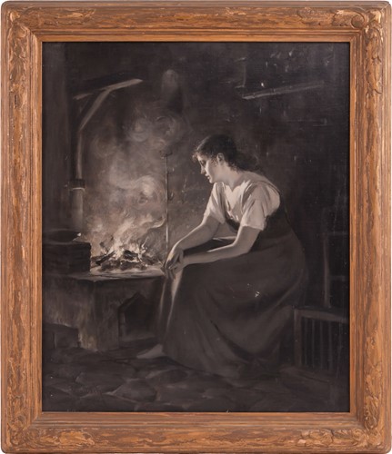 Lot 39 - Hermann Kaulbach (German 1846-1909) Fireside...