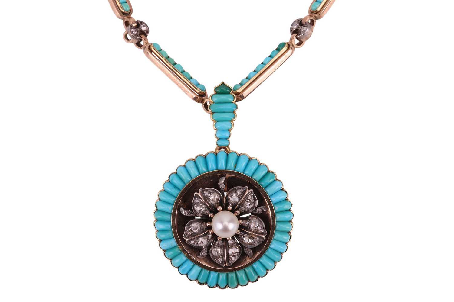 Lot 237 - A Victorian gem-set pendant on chain; the...