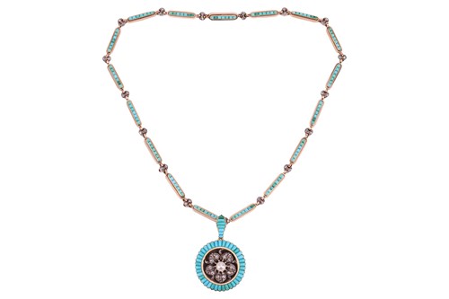 Lot 237 - A Victorian gem-set pendant on chain; the...