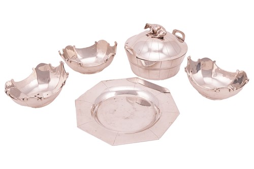 Lot 91 - Three Continental white metal dishes, of...