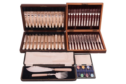 Lot 88 - A cased set of six silver gilt and guilloche...