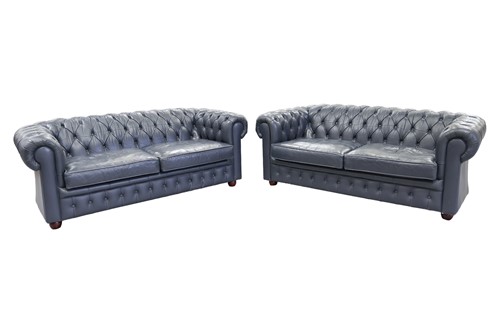 Lot 35 - A pair of contemporary blue/grey leather...