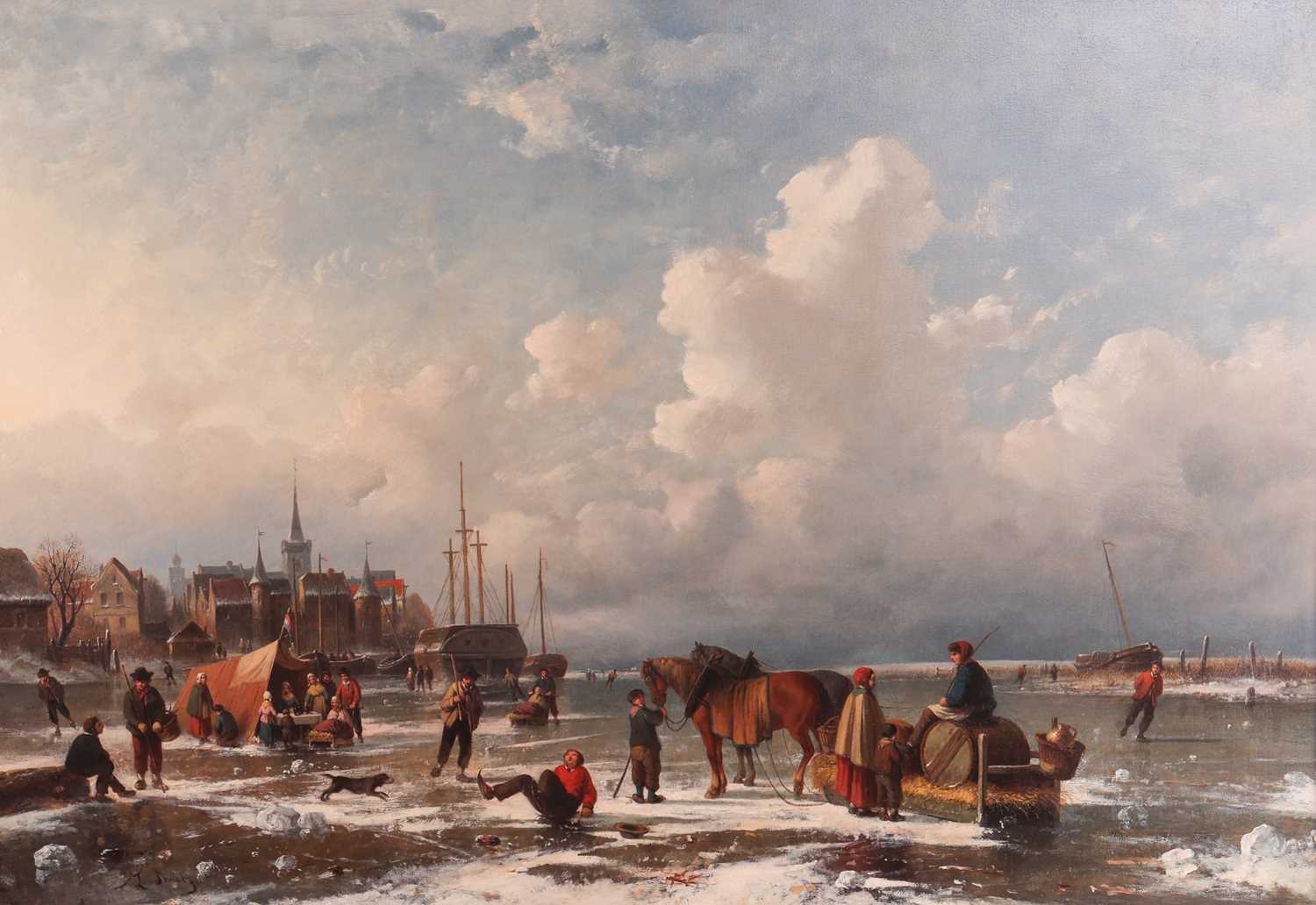 Lot 43 - Louis Smets (Dutch 1840-1896) Winter Landscape...