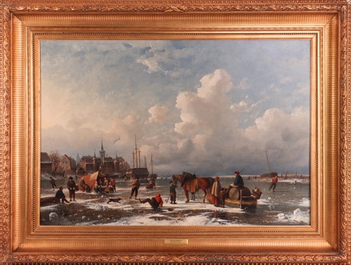 Lot 43 - Louis Smets (Dutch 1840-1896) Winter Landscape...