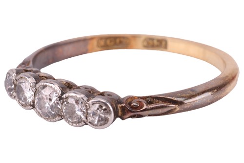 Lot 177 - A five-stone diamond ring, comprising three...